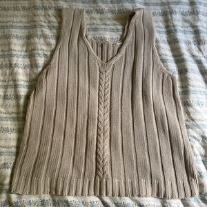 Beige Knit Sleeveless Sweater Vest